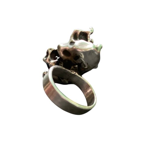 vintage sterling silver and turquoise brutalist style ring size 8 southwestern - Picture 7 of 9